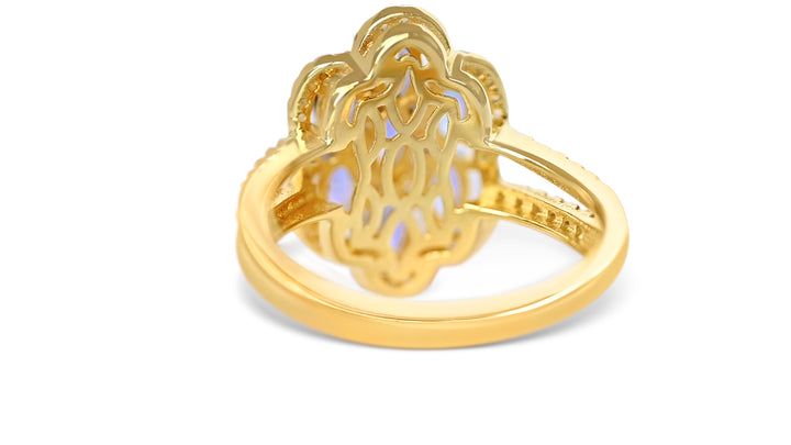 7 Stone 1.61ct Oval Tanzanite Ring | 925 Sterling Silver | 18K Yellow Gold Plated (GTL19690R)