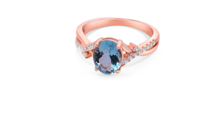 Oval Light Blue Aquamarine Solitaire Ring in Sterling Silver - Bluestargemstones - -  - Oval Light Blue Aquamarine Solitaire Ring in Sterling Silver