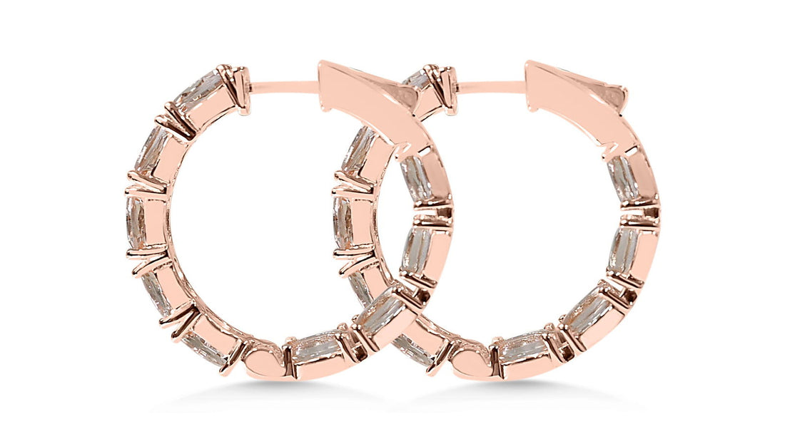 Oval Morganite  18K 1MM Rose Metal Plated 925 Sterling Silver 7.140 Cts / 7.60 Gm Earring PJC6160E - Bluestargemstones - -