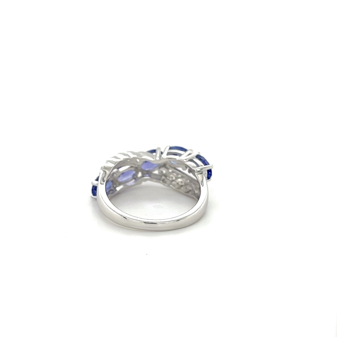 Sterling Silver Rhodium-Plated Ring with Oval-Cut Natural Tanzanite Gemstones – 2.38 Carats  1