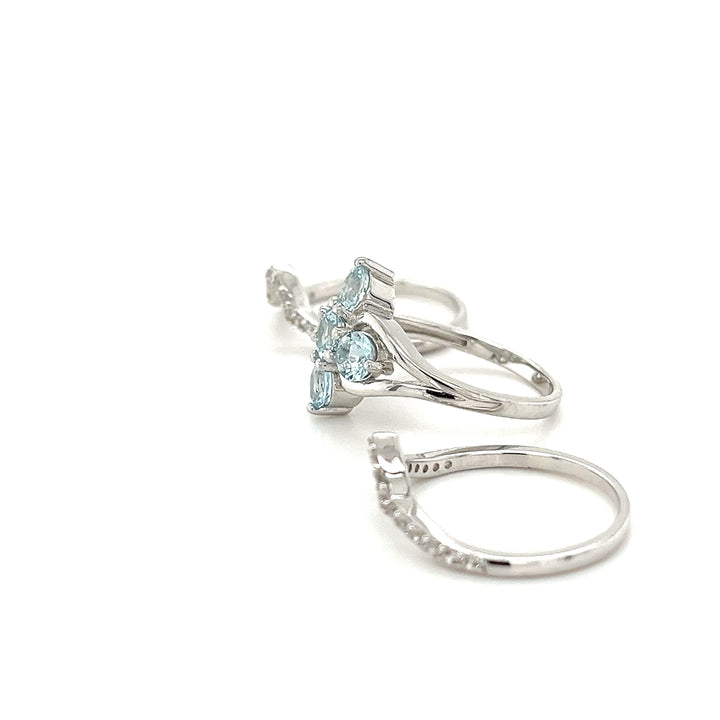 Aquamarine and White CZ Ring  6