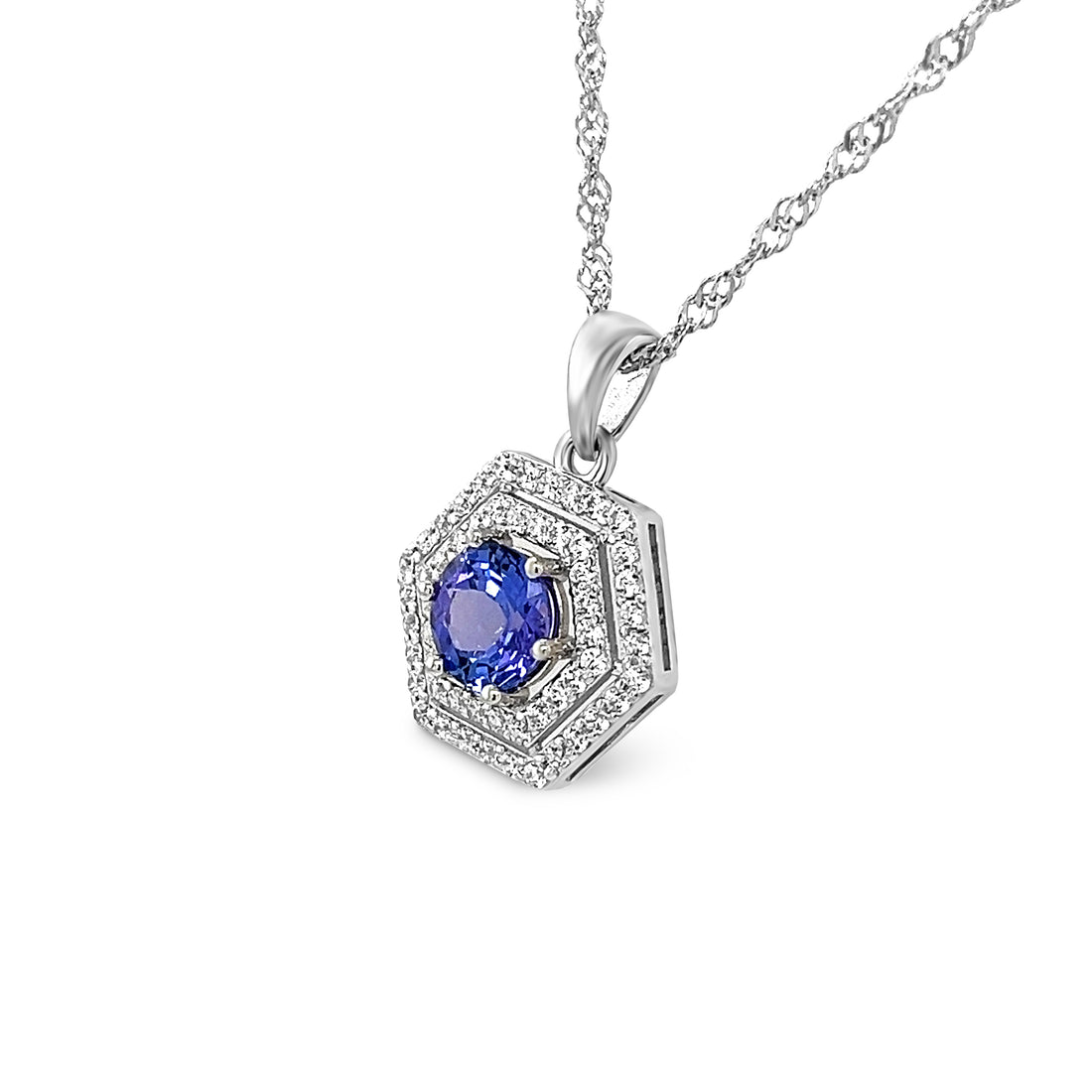 Vintage Tanzanite Elegance: 7-Stone Pendant with Rhodium Plating (PJC31629P)
