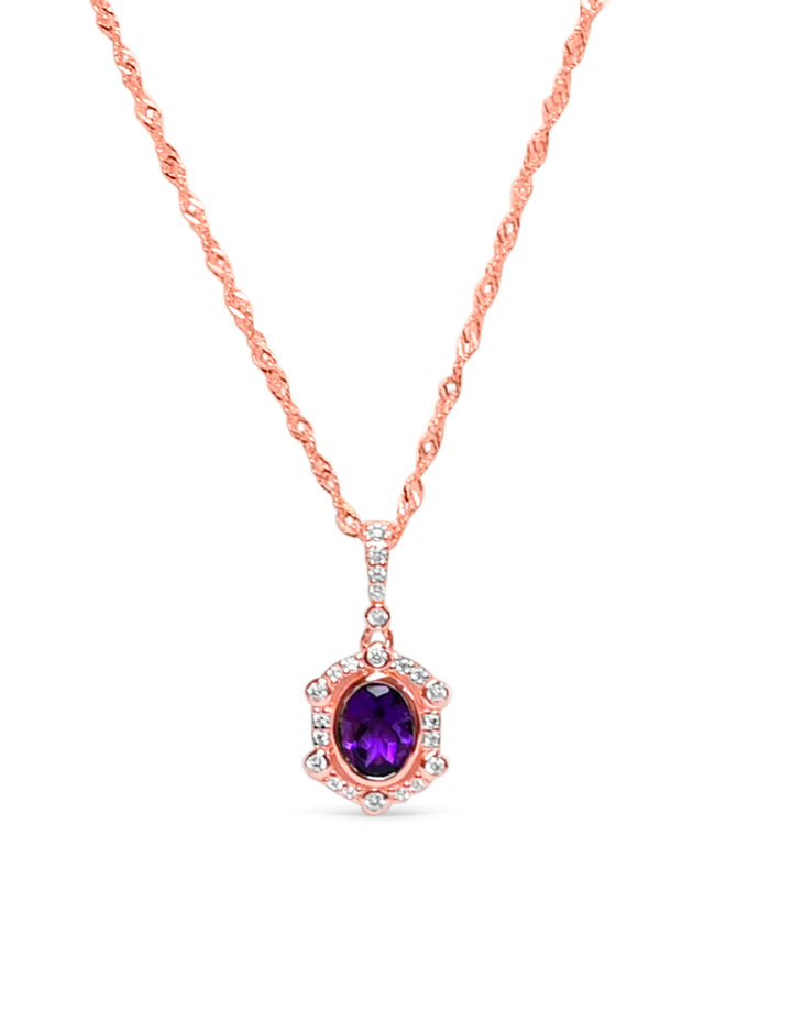 18K Rose Gold Plated Amethyst Pendant: A Sophisticated Statement Piece (PJC31658P) - 18K Rose Gold Plated Amethyst Pendant: A Sophisticated Statement Piece (PJC31658P)