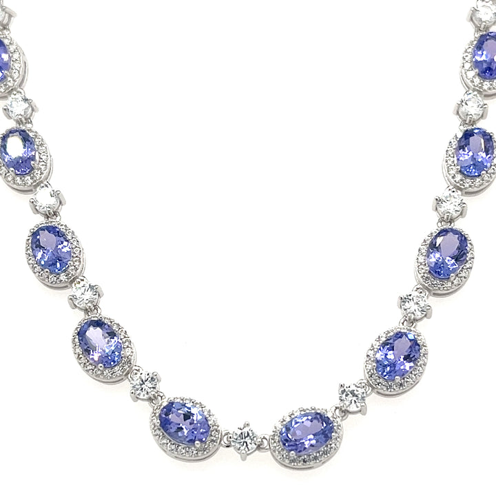 49.09 Carats of Beauty: A Rhodium-Plated Tanzanite Necklace (PJC32776N) - 49.09 Carats of Beauty: A Rhodium-Plated Tanzanite Necklace (PJC32776N)