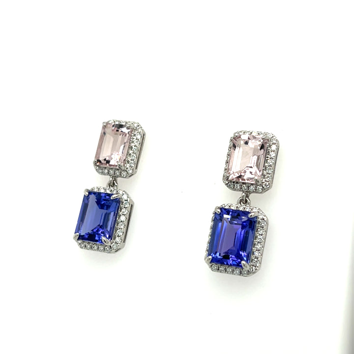 Luxurious  14K White Gold Rhodium-Plated Octagon-Cut Tanzanite Earrings – 5.18 Carats of Elegance (PJC34179E) - Luxurious  14K White Gold Rhodium-Plated Octagon-Cut Tanzanite Earrings – 5.18 Carats of Elegance (PJC34179E)