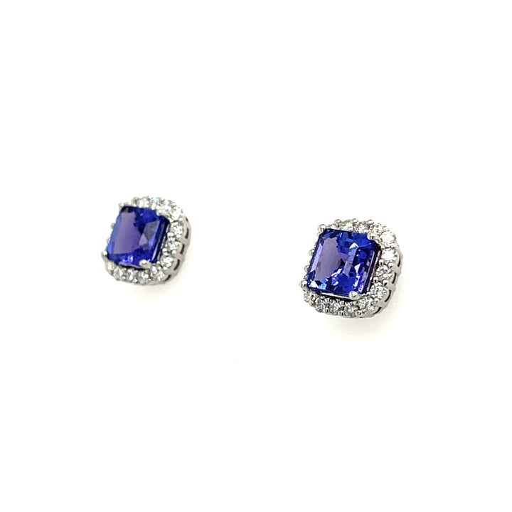 14K White Gold Rhodium-Plated Octagon-Cut Tanzanite Earrings – 2.31 Carats of Sophisticated Beauty (PJC34195E)