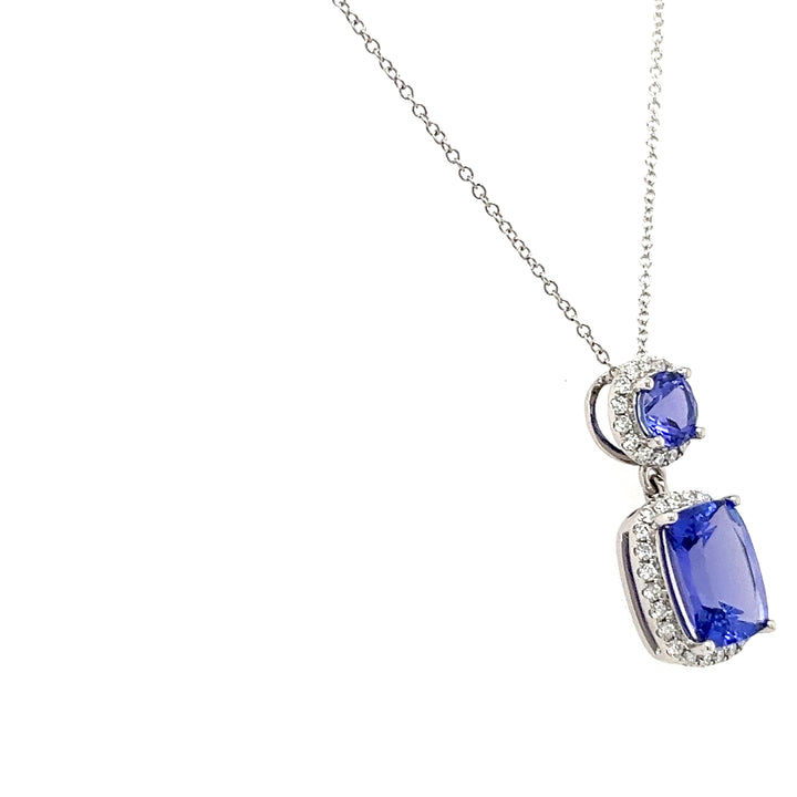 14K White Gold Necklace with Cushion-Cut Tanzanite – 2.29 Carats, Rhodium Plated (PJC34199P)