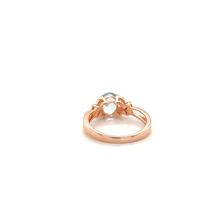 Aquamarine & White CZ Rose Gold Plated Sterling Silver Ring 4