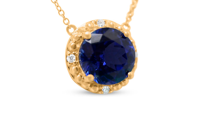 14K Yellow Gold Necklace with 2.25ct Round Tanzanite – Elegant & Timeless (PJCg47) - 14K Yellow Gold Necklace with 2.25ct Round Tanzanite – Elegant & Timeless (PJCg47)