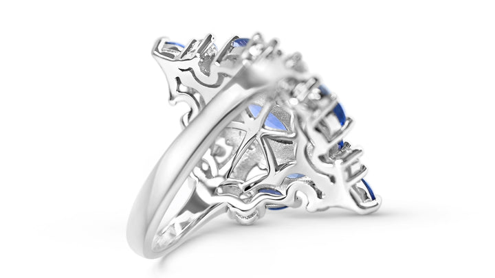 Tanzanite Marquise Ring (1.06 Carats) in 925 Sterling Silver - Rhodium Plated (R2535)