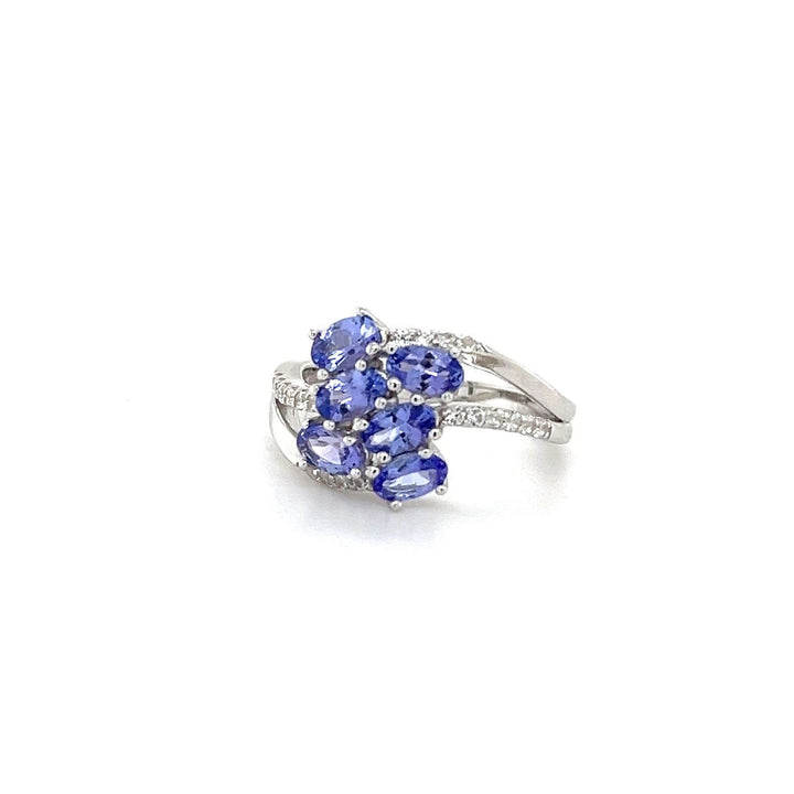 Rhodium-Plated Sterling Silver 6-Stone Tanzanite Ring (GTL20749R) - Bluestargemstones - -  - Rhodium-Plated Sterling Silver 6-Stone Tanzanite Ring (GTL20749R)