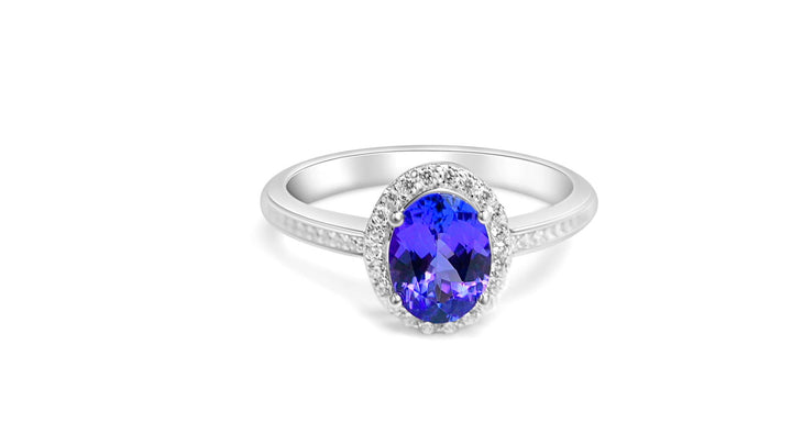 Tanzanite Elegance: 1.250 Carat Halo Ring (PJC9021R) - Bluestargemstones - -  - Tanzanite Elegance: 1.250 Carat Halo Ring (PJC9021R)