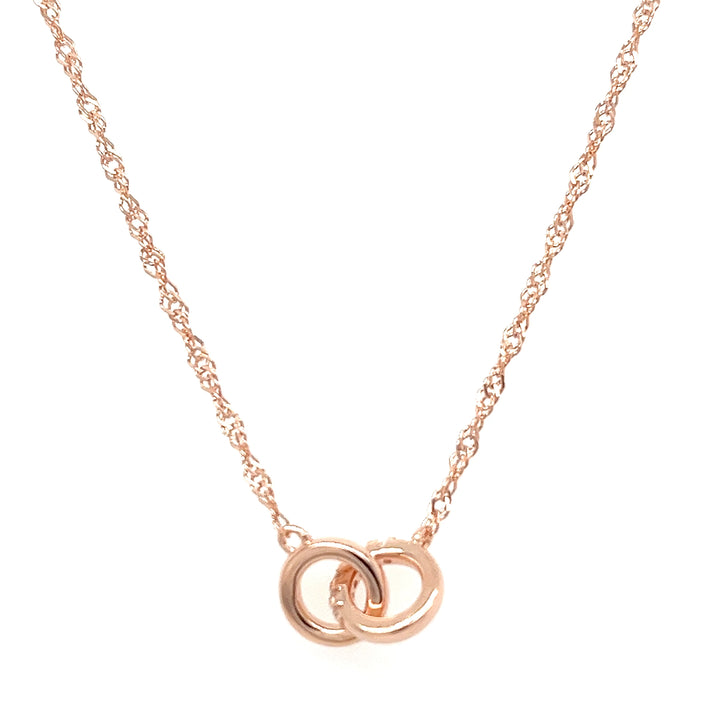 18 inch circle necklace for women featuring a minimalist design with sterling silver and rose gold pendant - Double Circle Necklace – 18