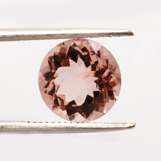 12mm Round Cut Natural Peach Morganite  (5.60 Ctw) Eye Clean Clarity Faceted Cut Top Quality Loose Gemstone Morganite Jewelry - Bluestargemstones - - 