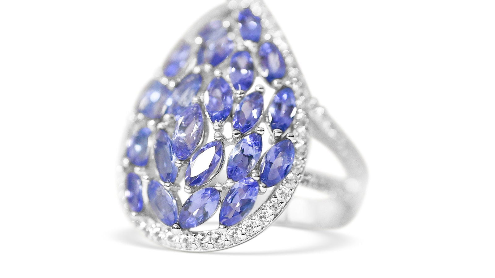 5-Stone Tanzanite Cluster Ring: A Burst of Blue (PJC1066R) - Bluestargemstones - - 
