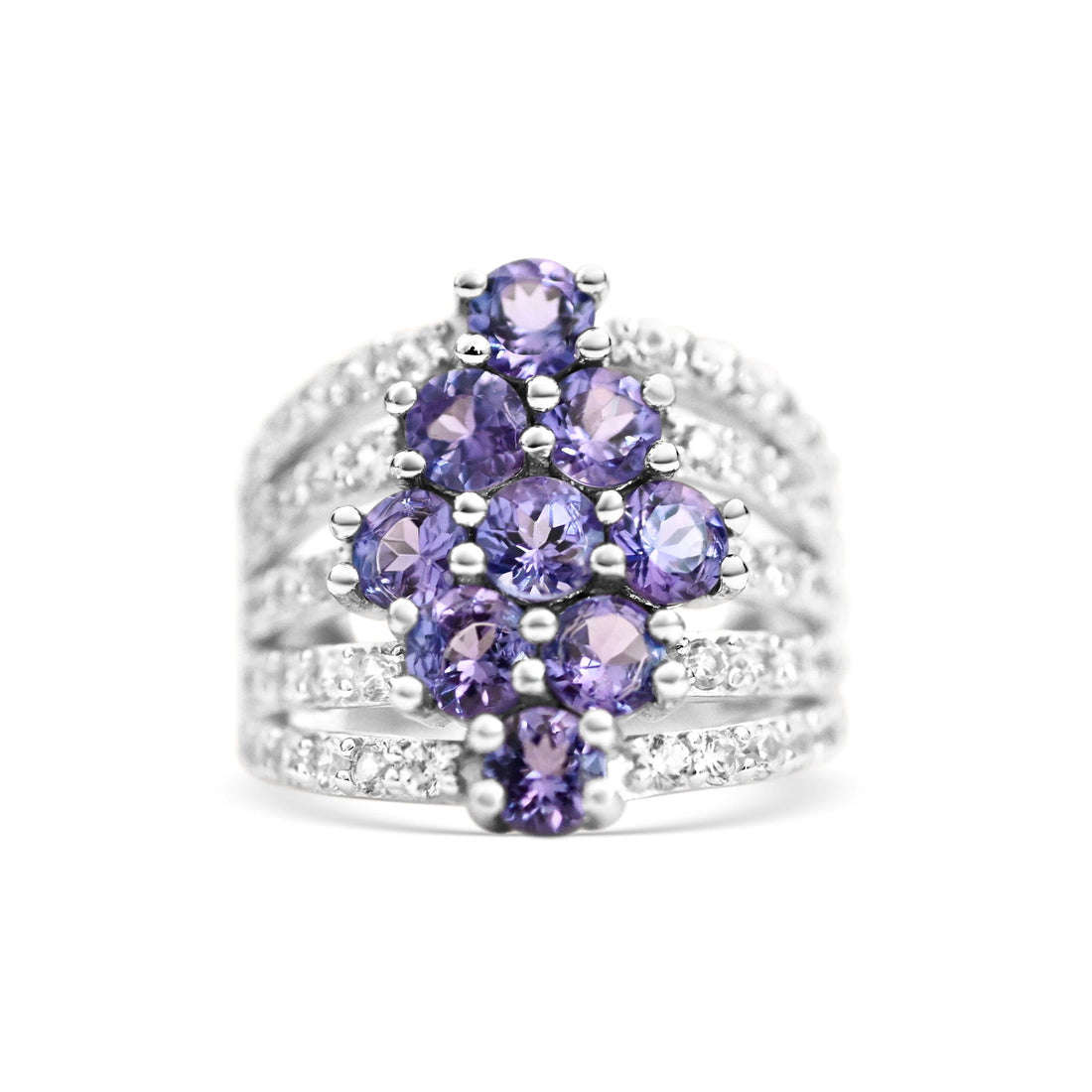 7.13 Carat Tanzanite Ring in Sterling Silver (PJC7554R) - Bluestargemstones - - 