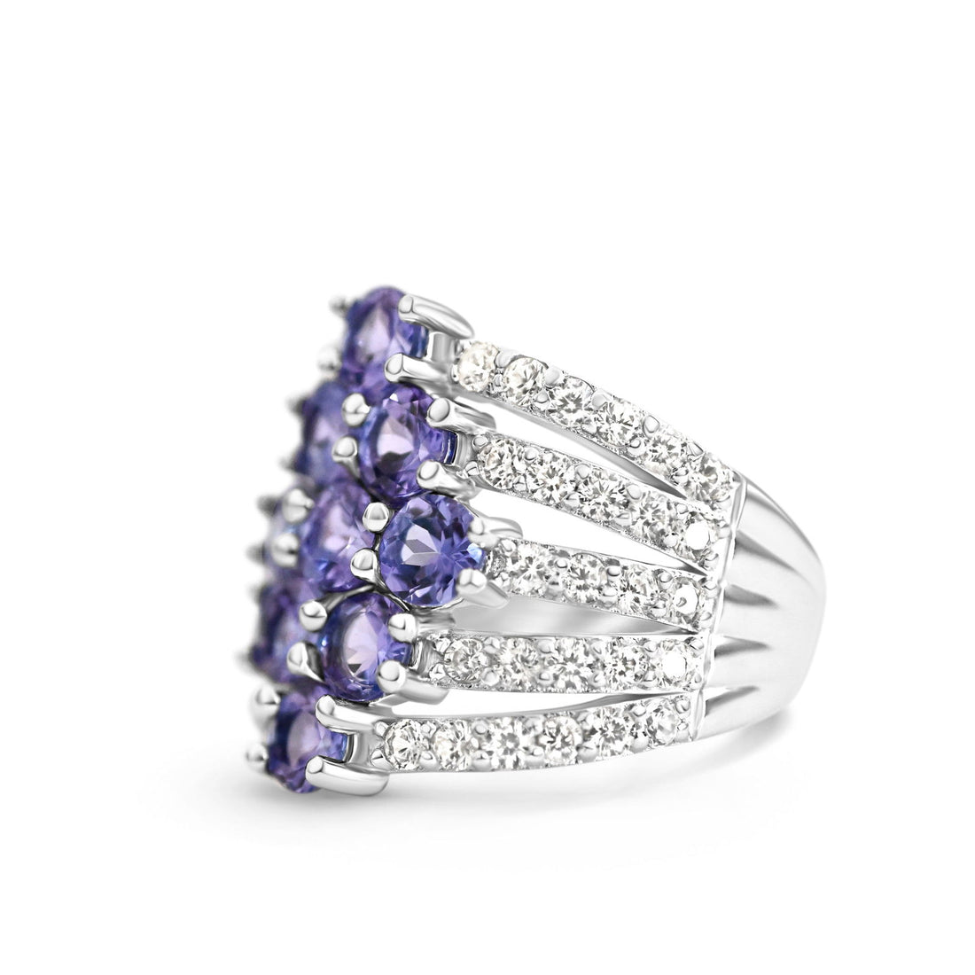 7.13 Carat Tanzanite Ring in Sterling Silver (PJC7554R) - Bluestargemstones - - 
