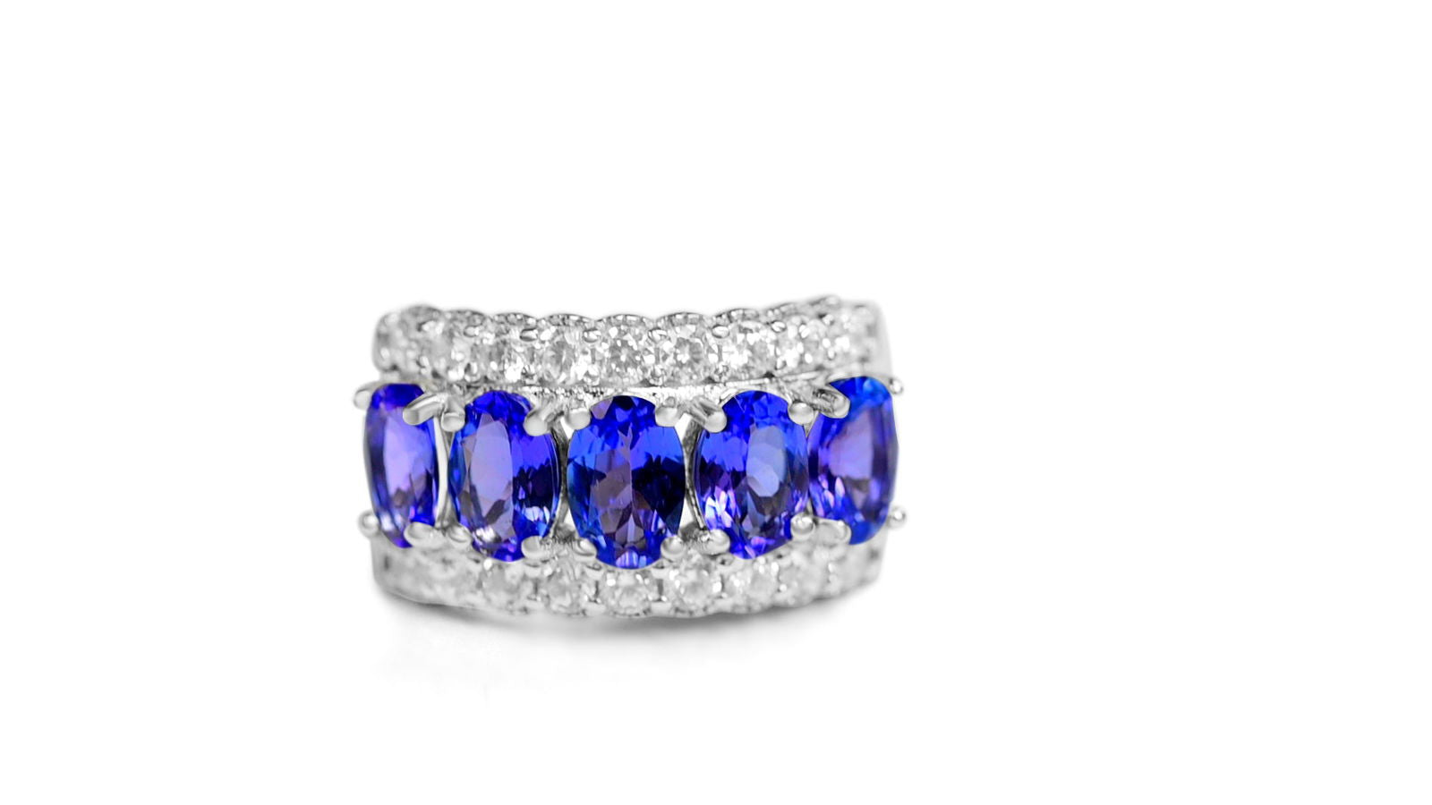 925 Sterling Silver Tanzanite Eternity Ring (PJC2597R) - Bluestargemstones - - 
