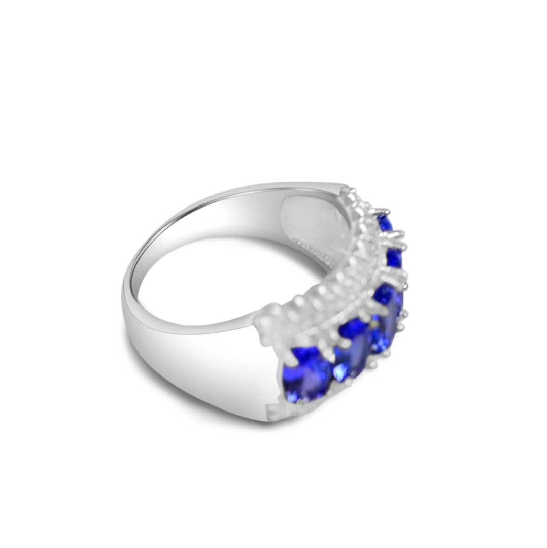 925 Sterling Silver Tanzanite Eternity Ring (PJC2597R) - Bluestargemstones - - 