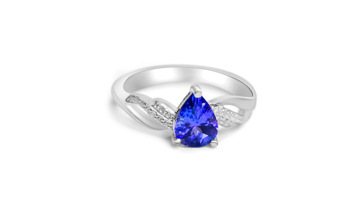 925 Sterling Silver Tanzanite Halo Ring with Diamonds (PJC31089R) - Bluestargemstones - -  - 925 Sterling Silver Tanzanite Halo Ring with Diamonds (PJC31089R)