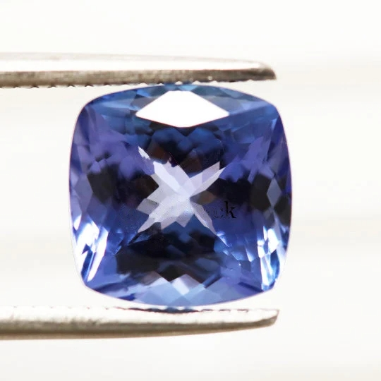 AAA Grade Natural Tanzanite 10mm Cushion 5.30 Cts (TZCUS0019) - Bluestargemstones - - 