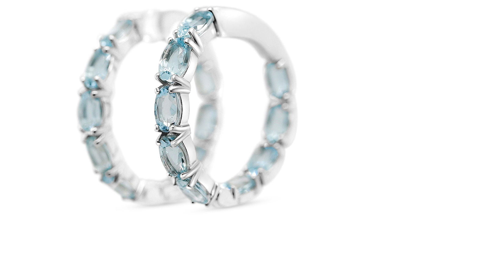 Aquamarine Oval / Rhodium plated Sterling Silver 7.33 cts / 7.16 Gm Earrings PJC6160E - Bluestargemstones - - 