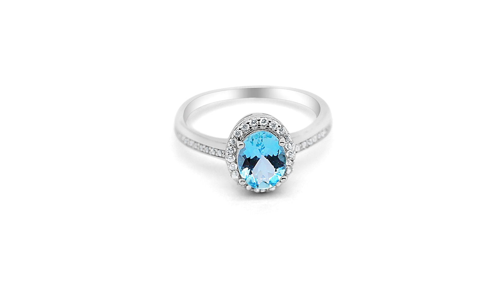 Aquamarine Solitaire Ring: Elegant Oval, Sterling Silver - Bluestargemstones - - 