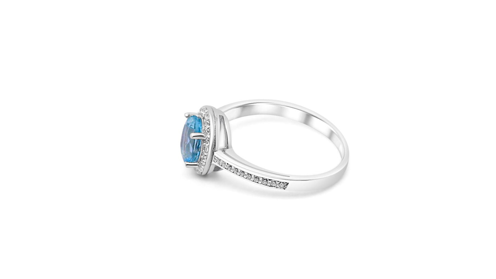 Aquamarine Solitaire Ring: Elegant Oval, Sterling Silver - Bluestargemstones - - 
