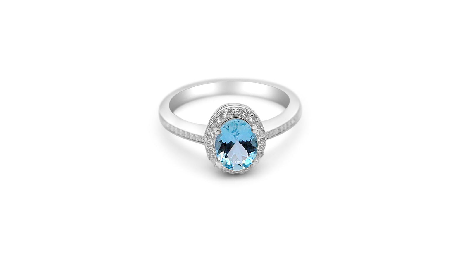 Aquamarine Solitaire Ring: Elegant Oval, Sterling Silver - Bluestargemstones - - 