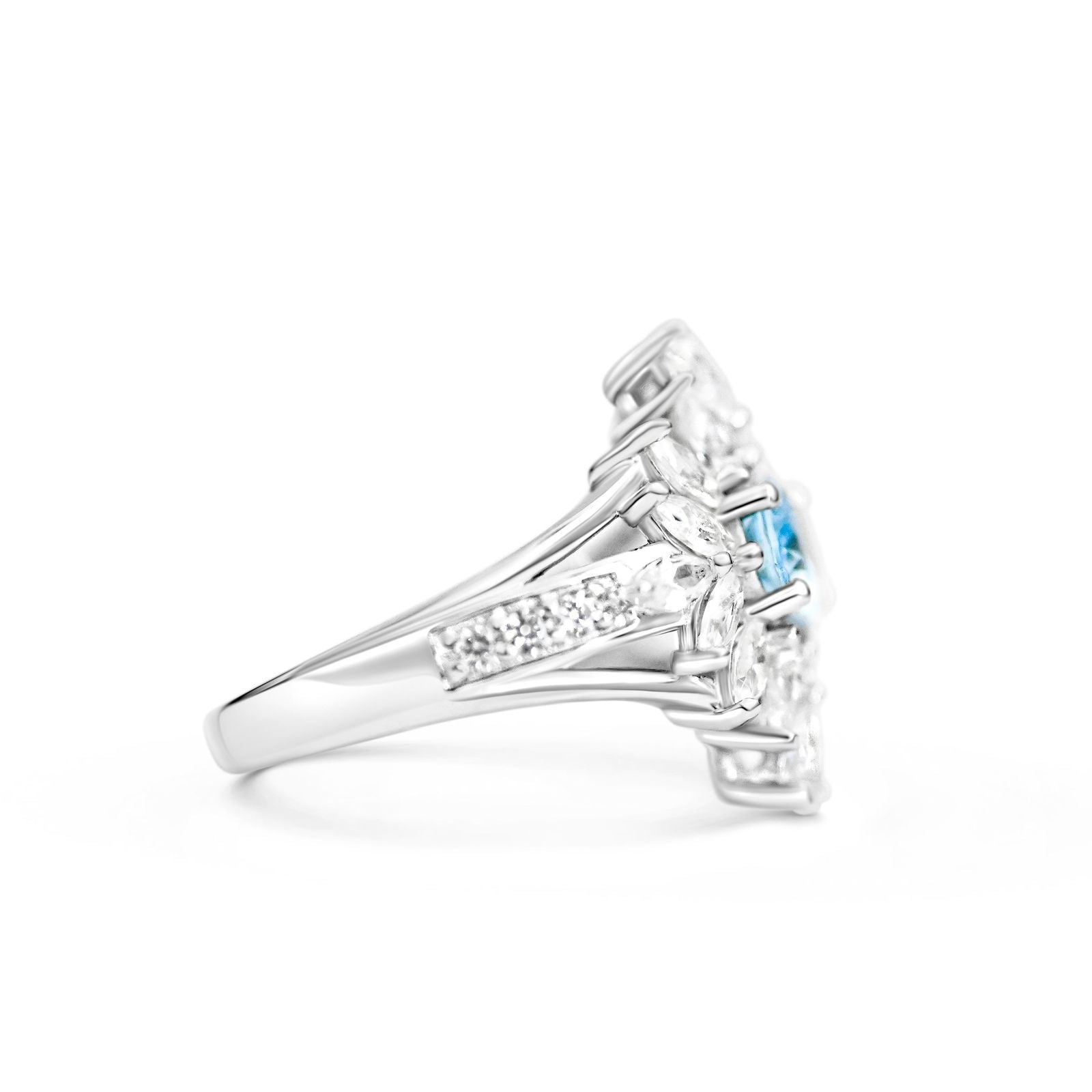 Aquamarine Solitaire Ring: Ocean Blue Elegance in Sterling Silver - Bluestargemstones - - 