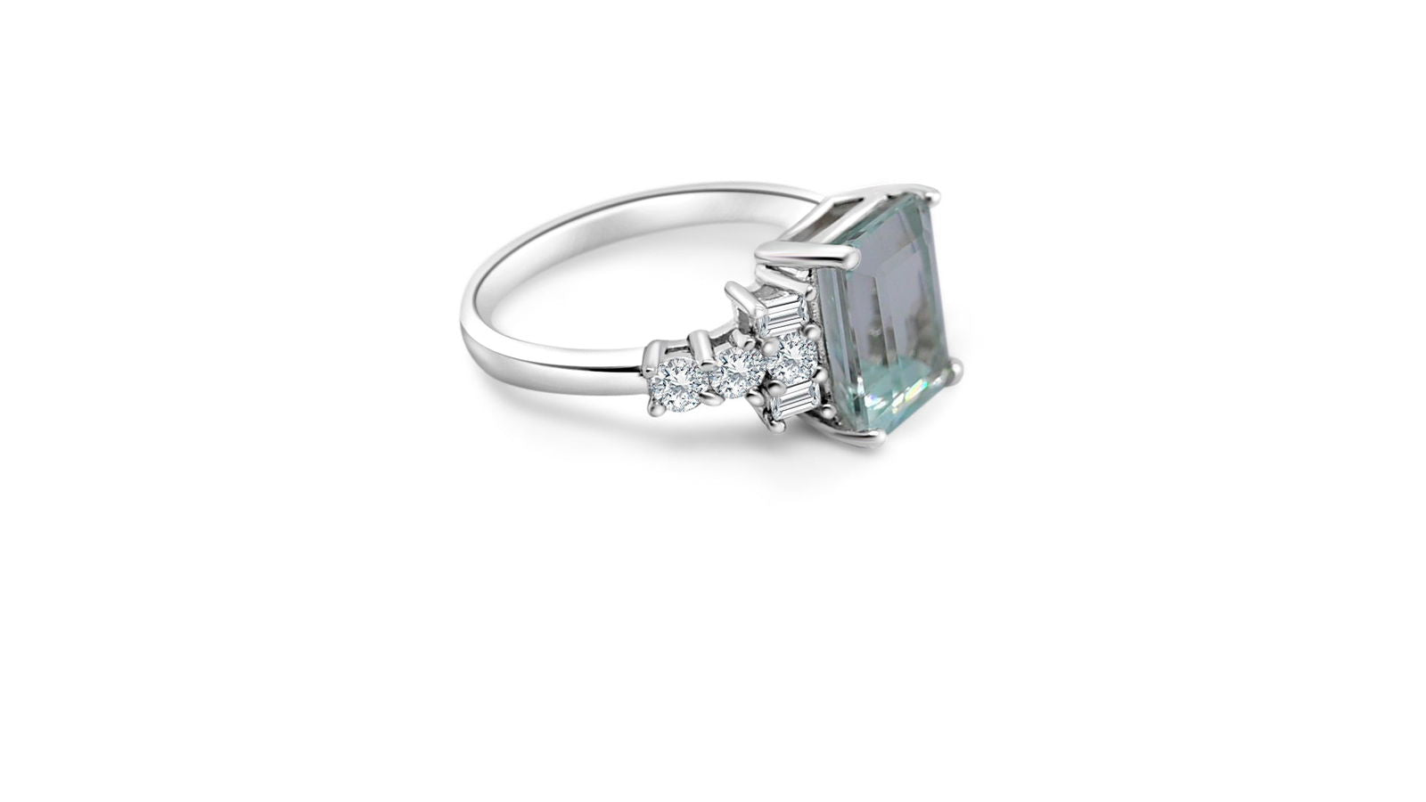 Art Deco Light Blue Aquamarine Sterling Silver Solitaire Ring - Timeless Elegance - Bluestargemstones - - 