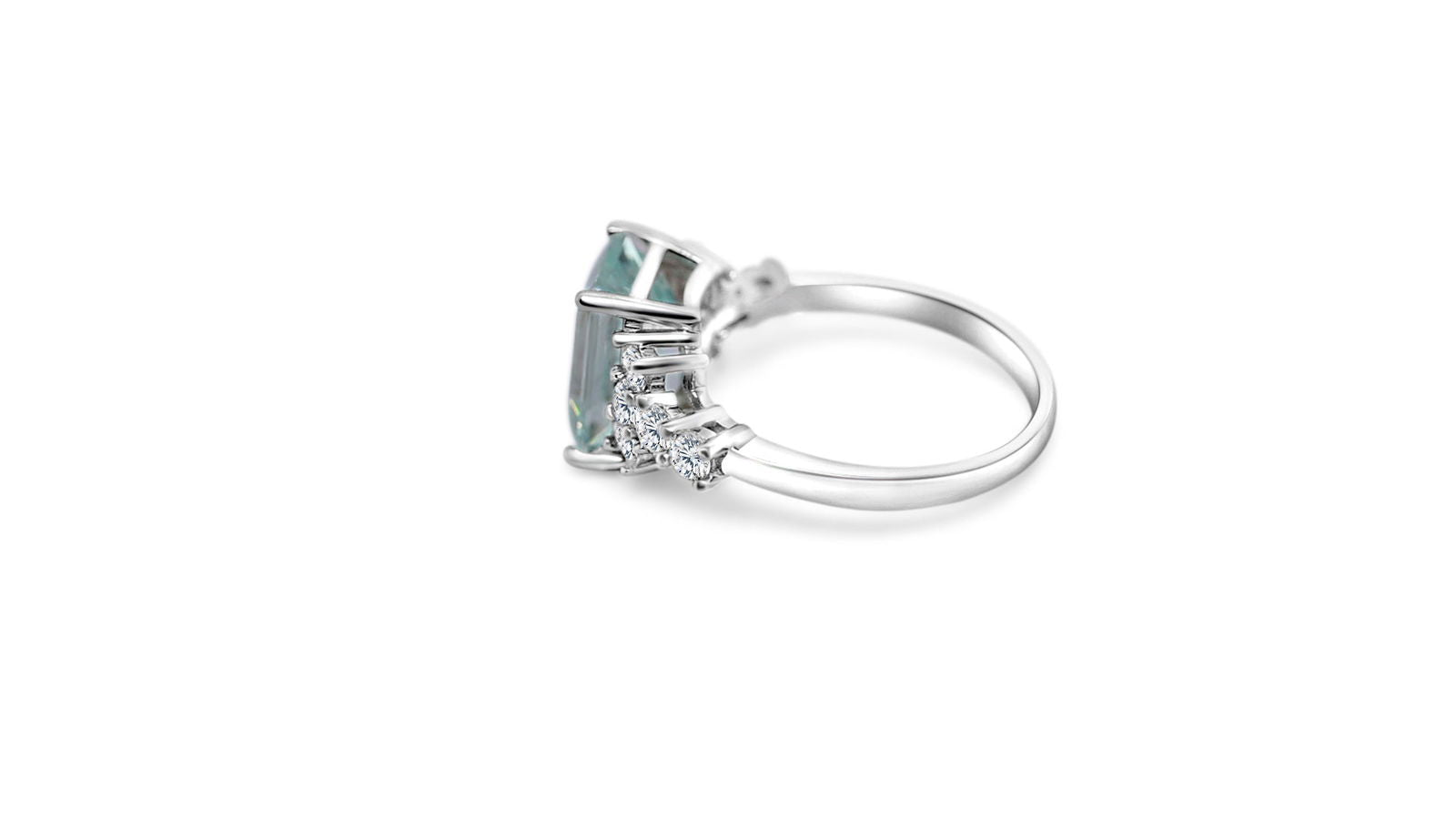 Art Deco Light Blue Aquamarine Sterling Silver Solitaire Ring - Timeless Elegance - Bluestargemstones - - 