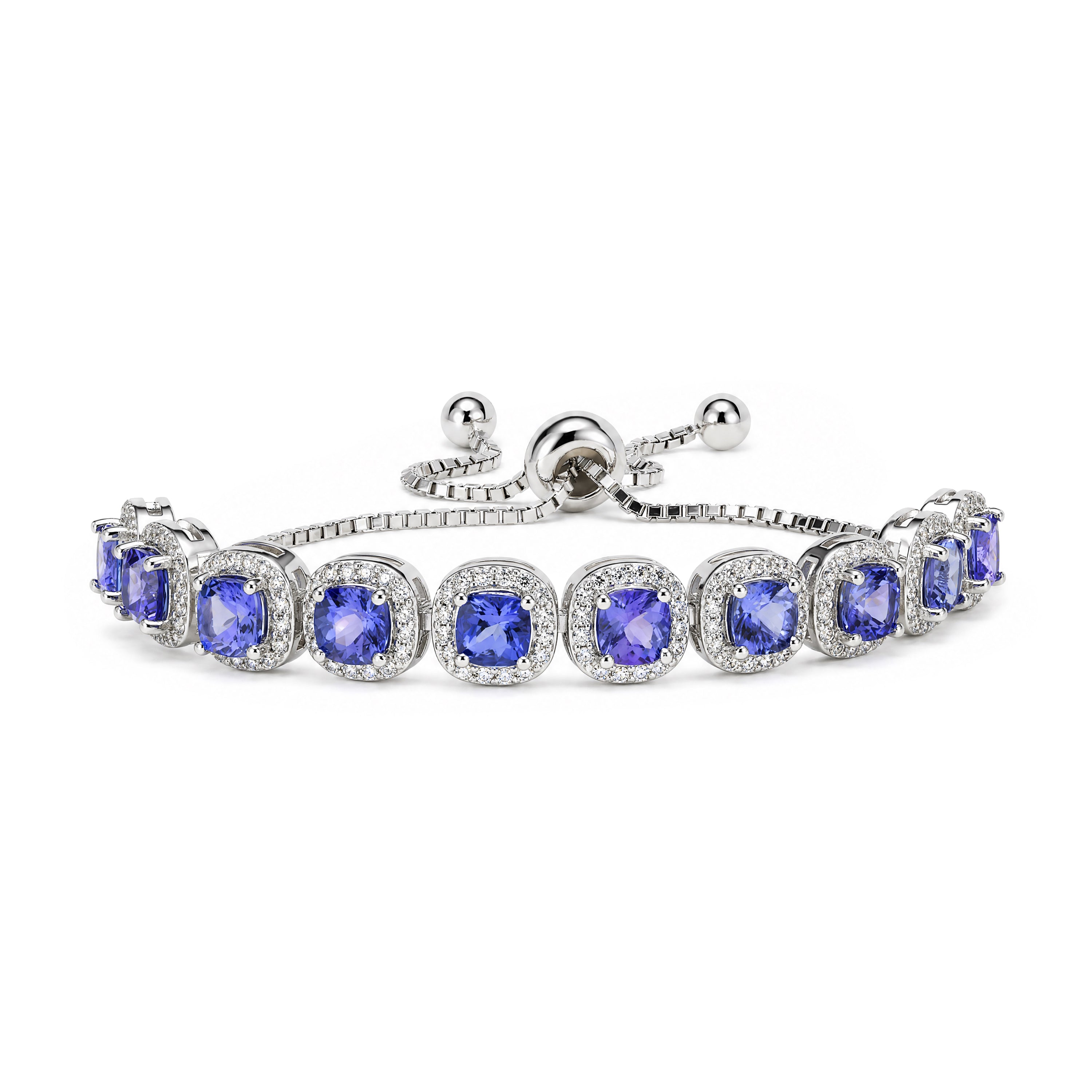 Tanzanite Bluevera Tennis Bracelet with Zircon Accents