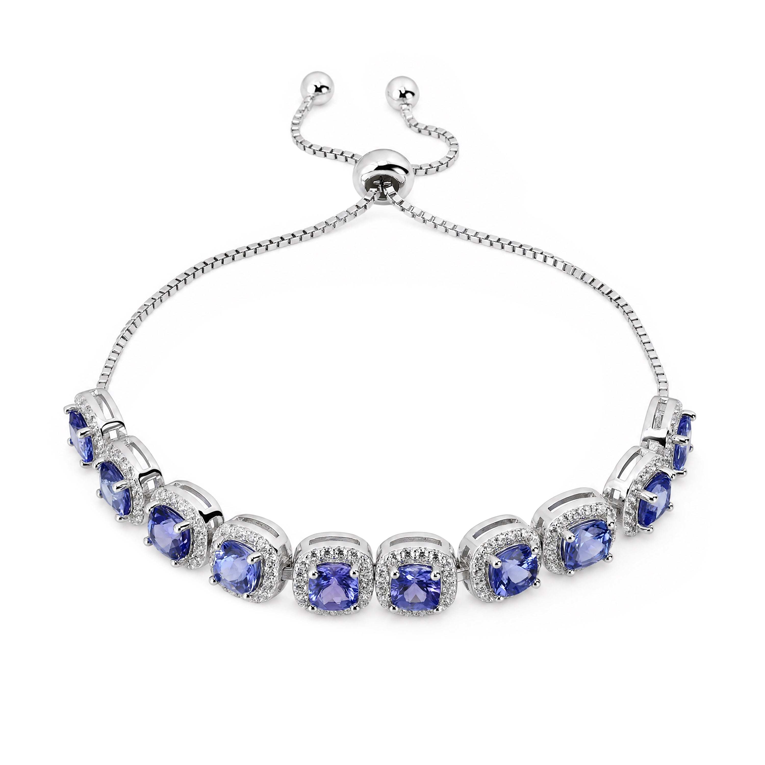 Tanzanite Bluevera Tennis Bracelet with Zircon Accents