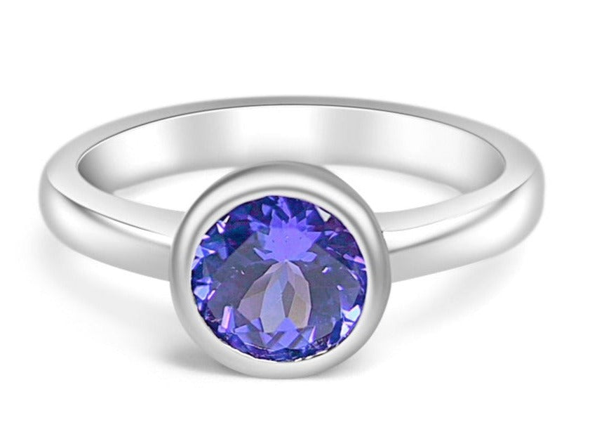 Bezel Set Natural Tanzanite Engagement Ring - Bluestargemstones - - 