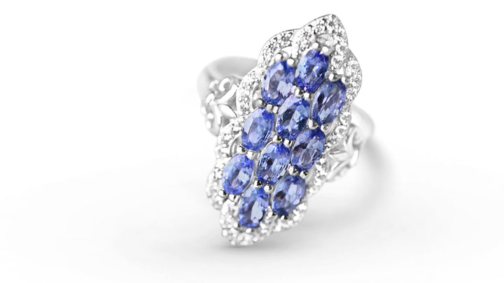 10 Tanzanite 925 Sterling Silver Ring (DK18535R) - 10 Tanzanite 925 Sterling Silver Ring (DK18535R)