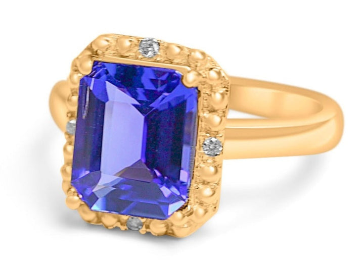 Natural Tanzanite Gold Overly Sterling Silver Engagement Ring