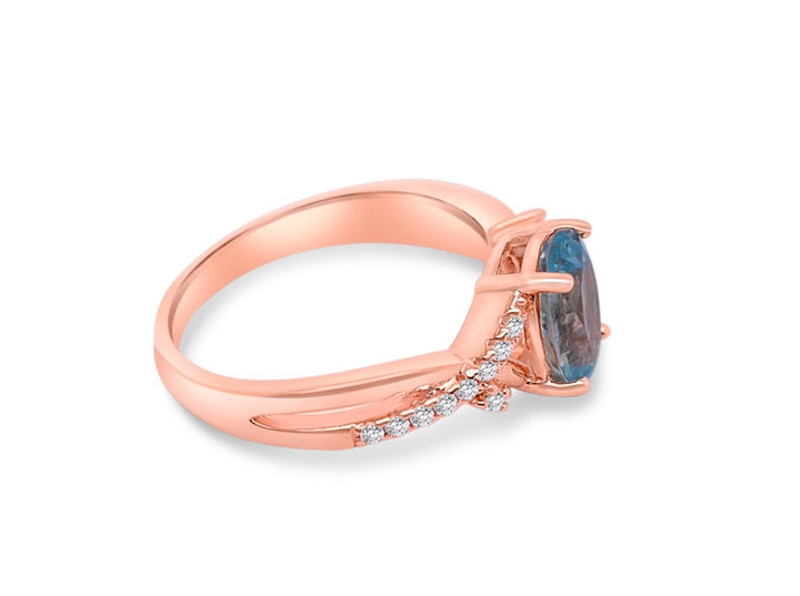 Natural Aquamarine Rose Gold Rhodium Over Sterling Silver Ring 1.54 ctw