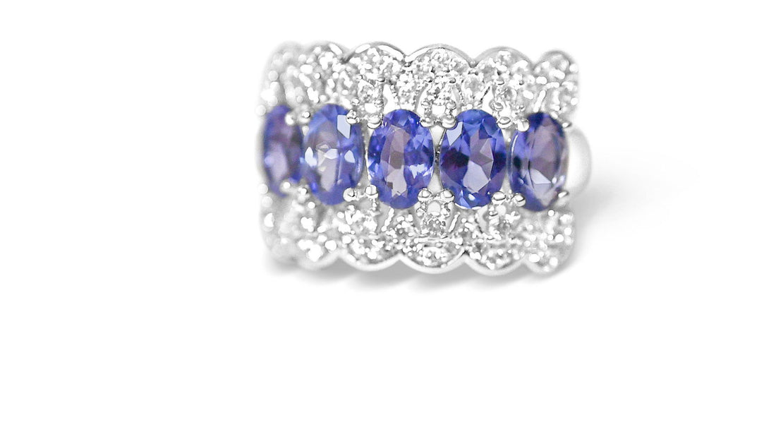 Five-Stone Tanzanite Ring: A Radiant Quintet (PJC3345R-2) - Bluestargemstones - - 