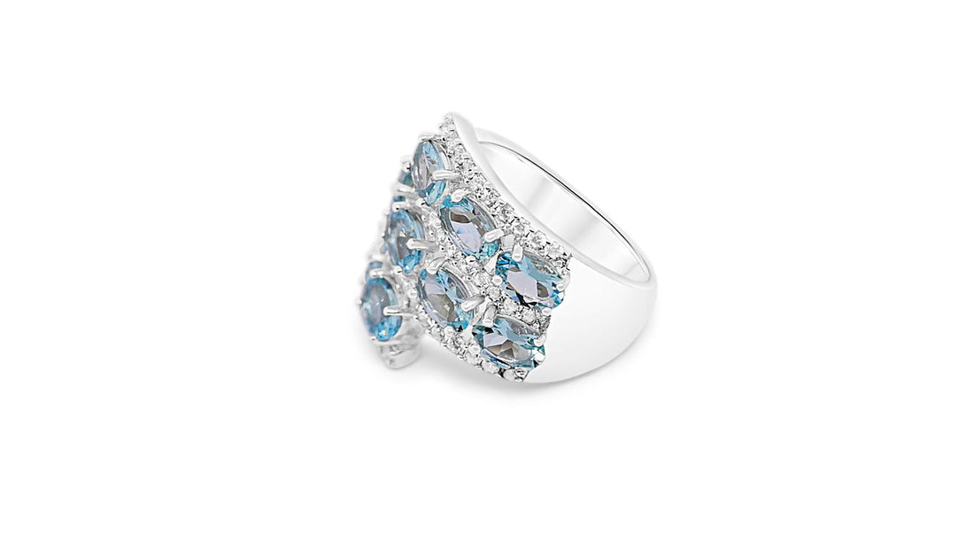 Light Blue Aquamarine Ring in Sterling Silver - Bluestargemstones - - 