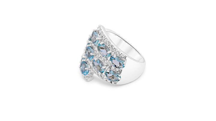 Light Blue Aquamarine Ring in Sterling Silver - Bluestargemstones - - 