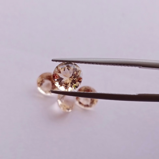 Natural Peach Morganite 1.28 Cts Round 7mm ( MGRD004 ) - Bluestargemstones - - 