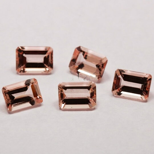 Natural Peach Morganite 6x4mm Octagon (MGOCT001) - Bluestargemstones - - 