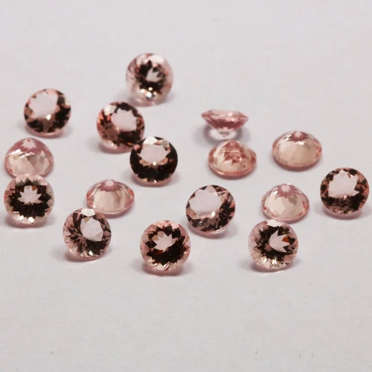Natural Pink & Peach Morganite 6mm Round Shape (RD001-6) - Bluestargemstones - - 