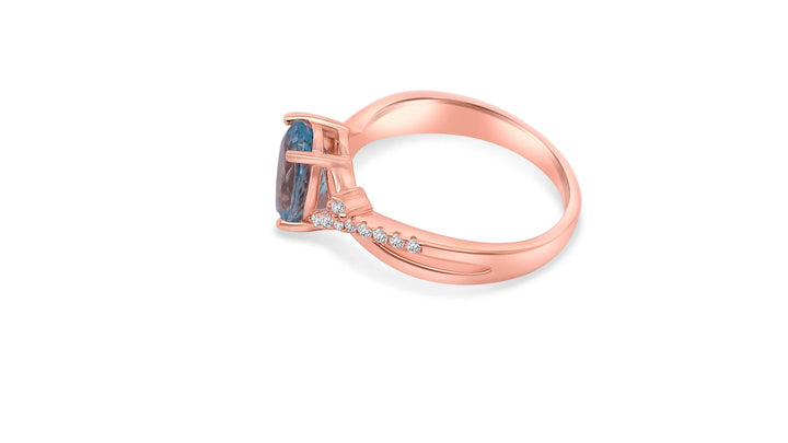 Oval Light Blue Aquamarine Solitaire Ring in Sterling Silver - Bluestargemstones - - 