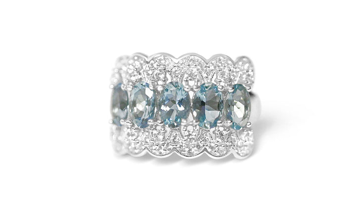 Oval Light Blue Aquamarine Solitaire Ring in Sterling Silver - Bluestargemstones - -  - Oval Light Blue Aquamarine Solitaire Ring in Sterling Silver