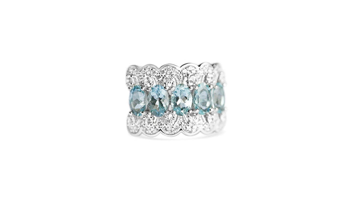 Oval Light Blue Aquamarine Solitaire Ring in Sterling Silver - Bluestargemstones - - 