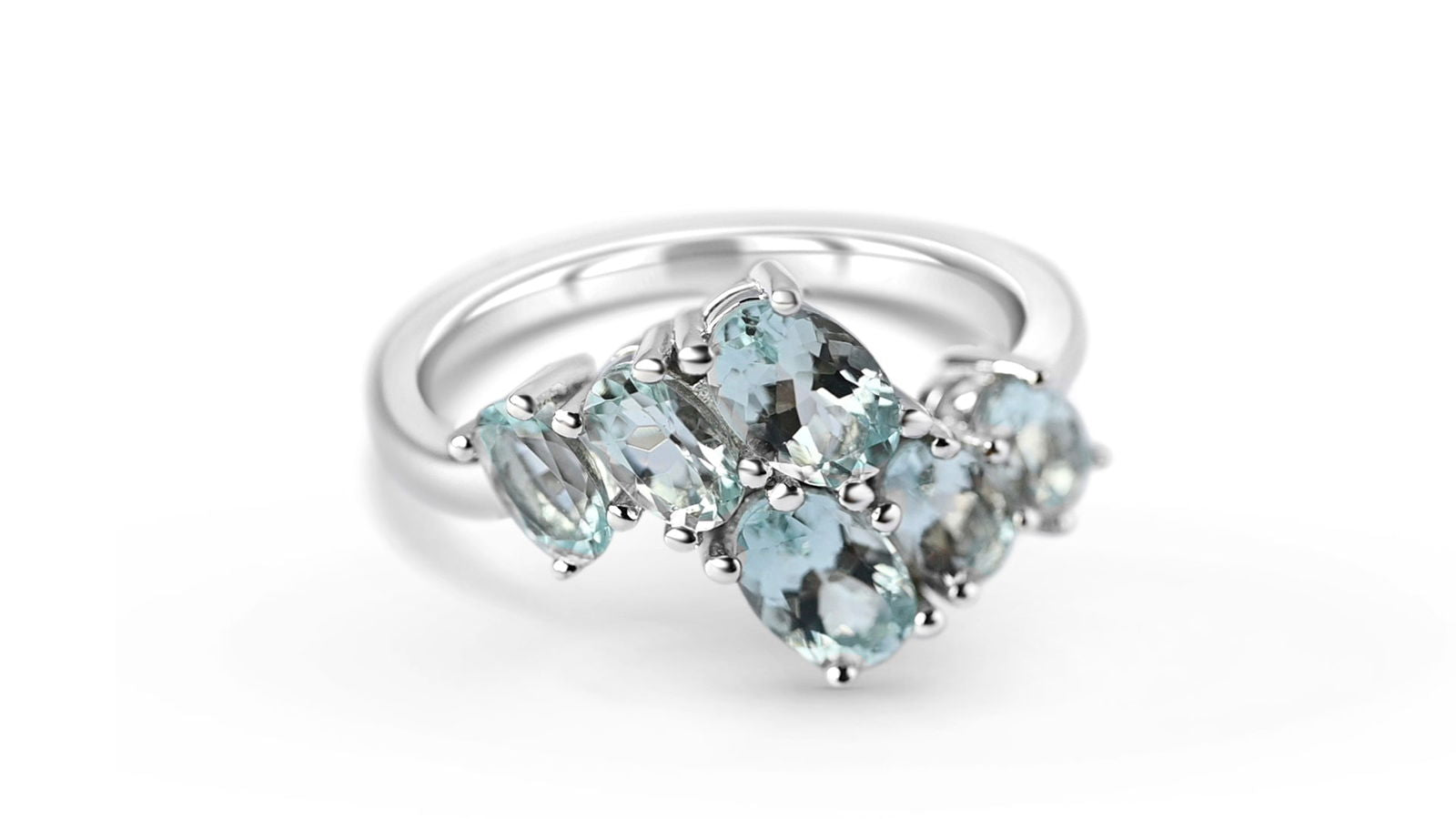Oval Light Blue Aquamarine Solitaire Ring in Sterling Silver | 1.60 ct - Bluestargemstones - - 