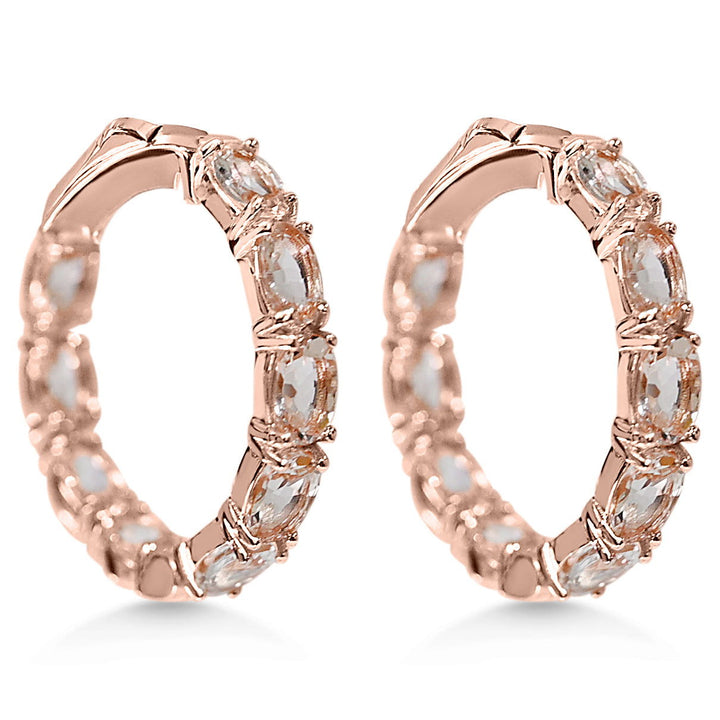 Oval Morganite  18K 1MM Rose Metal Plated 925 Sterling Silver 7.140 Cts / 7.60 Gm Earring PJC6160E - Bluestargemstones - -  - Oval Morganite Earrings 18K 1MM Rose Metal Plated 925 Sterling Silver 7.140 Cts / 7.60 Gm (PJC6160E)