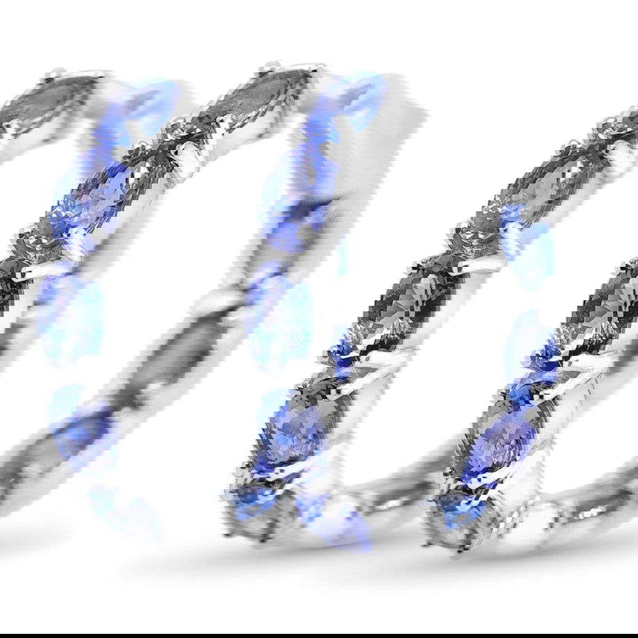 Oval Tanzanite Rhodium Plated 925 Sterling Silver 8.14 Cts / 7.26 Gm Earring PJC6160E - Bluestargemstones - - 